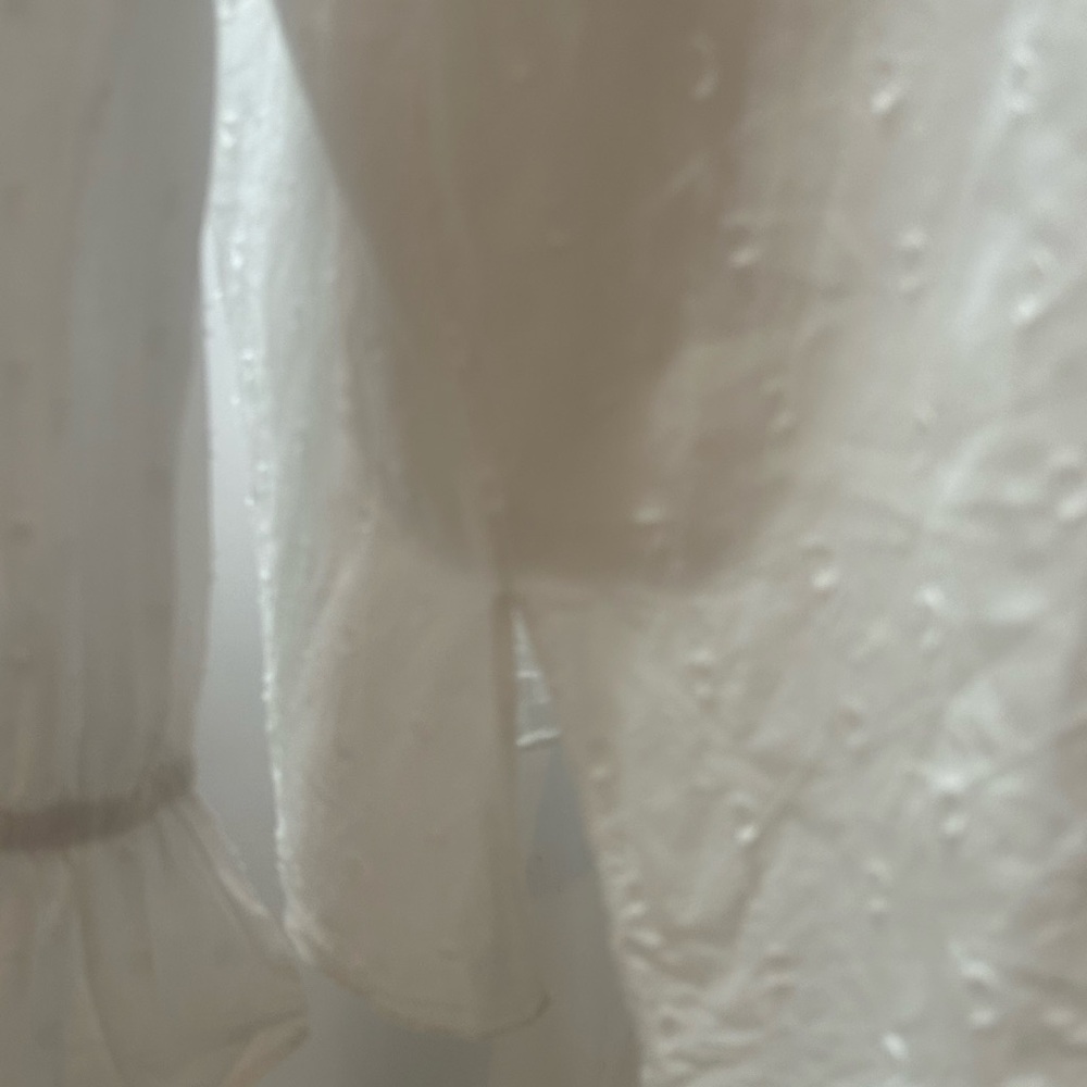 Etcetera White Dotted Swiss Tunic Tie Neck Gathered Cuffs Sz M NWT - Picture 8 of 15
